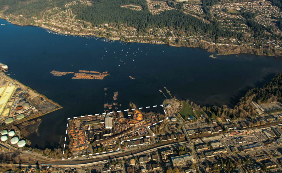 A raft of logs come in to be boomed at Port Moody's Flavelle sawmill. Before they were recently and