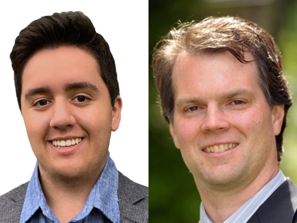 BC Green candidate Adam Bremner-Akins (left) and BC NDP candidate Fin Donnelly (right) are the only