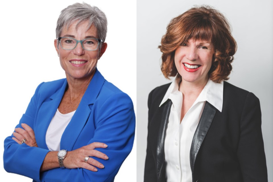 Coquitlam-Maillardville BC NDP candidate Selina Robinson (left) is calling for the firing of BC Liberal candidate for New Westminster Lorraine Brett after a tweet Robinson has characterized as anti-LGBTQ