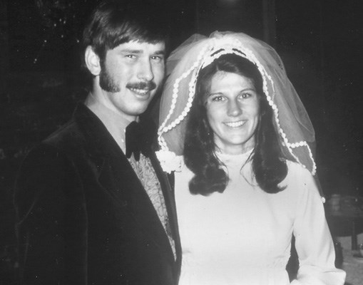 Ralph and Kathie Boyd, seen here on their wedding day, were married July 6, 1973. They are celebrating their 40th wedding anniversary with their best friends, who were married the week before. Their family, including their daughters, wish them many more years together.