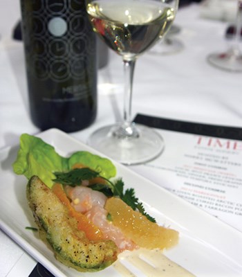 Time White Meritage pairs with spot prawn ceviche.
