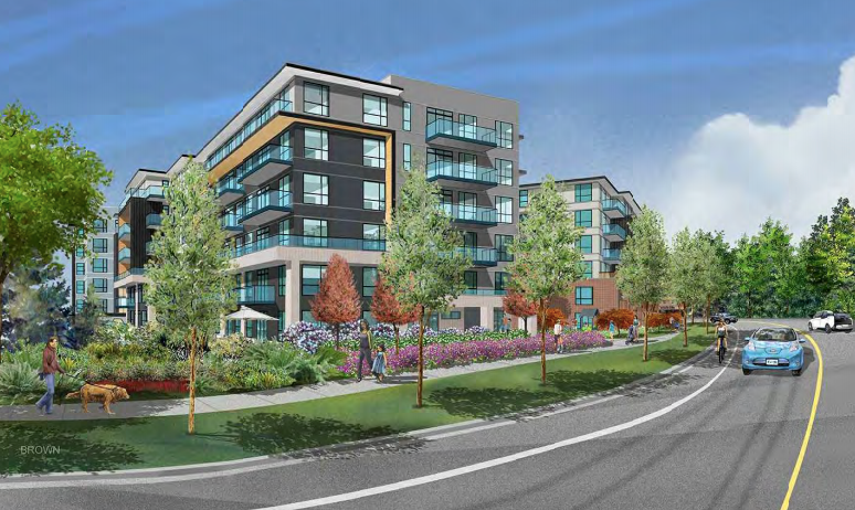 An artist's rendering of a 302-unit affordable rental housing complex