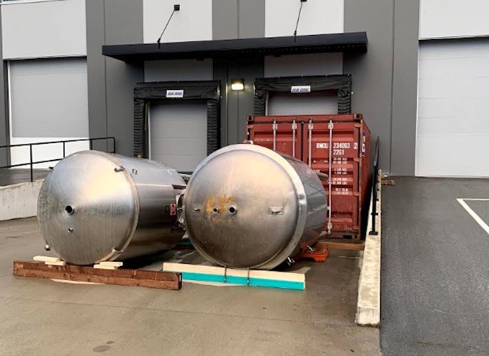 hese two tanks were stolen from outside Boardwalk Brewing's under-construction facilities in Port Co