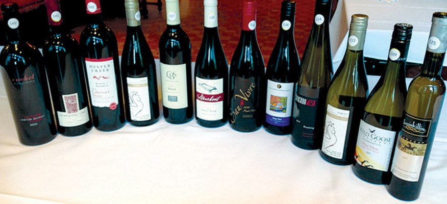 A row of bottles features some of the winners at the 2013 Lieutenant Governor's Awards for Excellence in B.C. Wines.