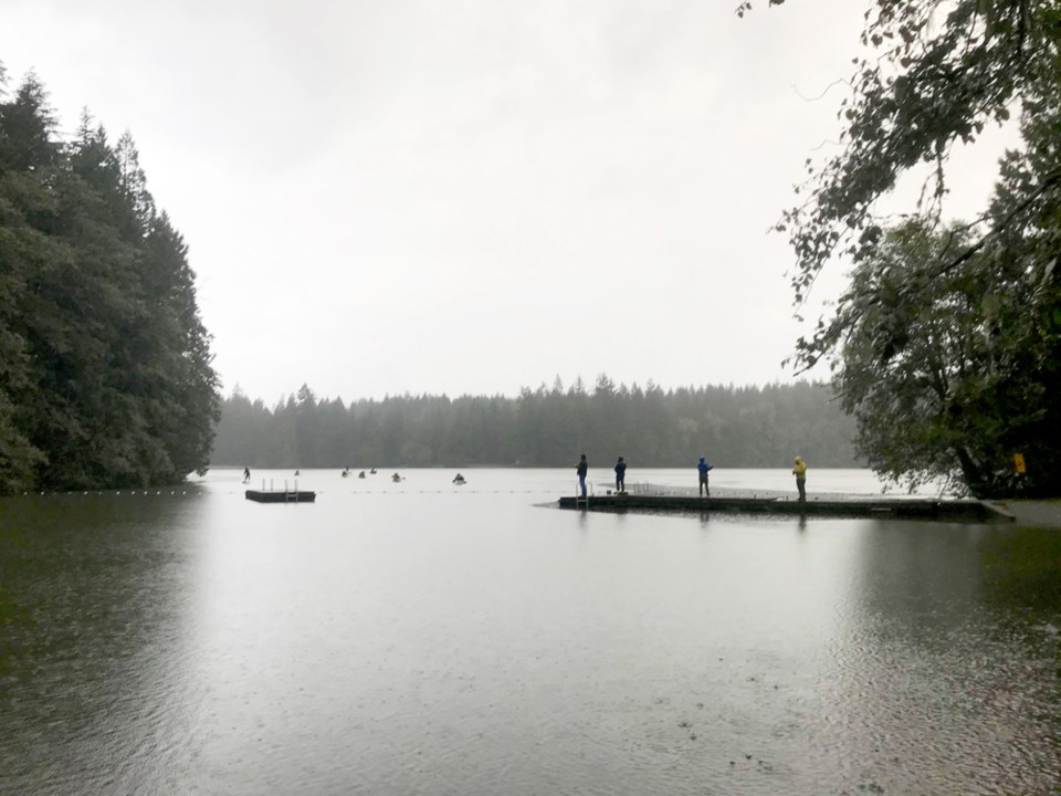 Visitors at Alice Lake during the rain this past week.