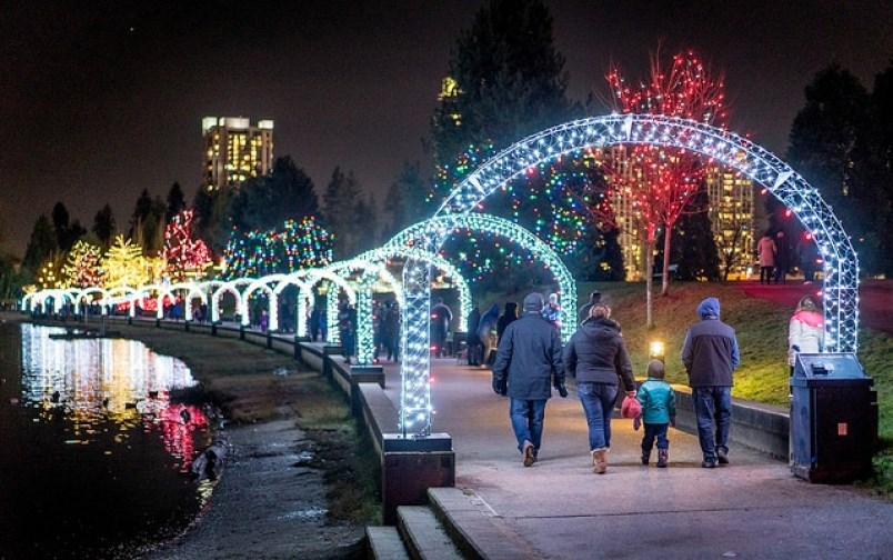 Town Centre Park Coquitlam Lights at Lafarge Christmas Holidays display