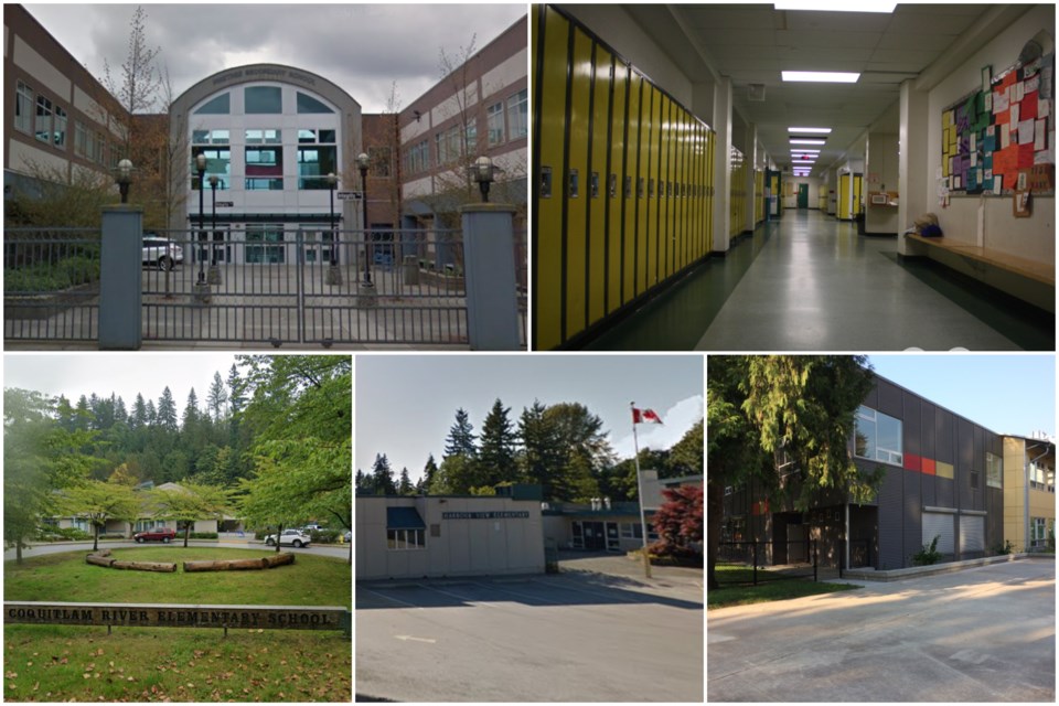 New exposures at Pinetree seondary (top left); Maillard middle (top right); Coquitlam River elementa