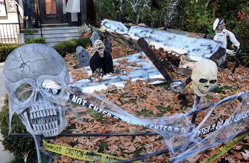 Here's a great display from 2018 at 206 East 27th St. in North Vancouver. This year it might be hard to tell if that yellow tape is part of a playful Halloween display or an actual warning to keep people from catching a killer virus. file photo Cindy Goodman, North Shore News