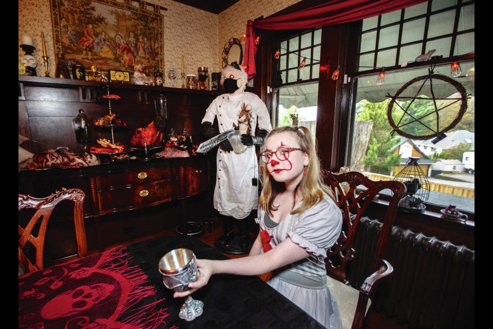 Ireland Burbank, 12, in the Heritage Haunted House. The Halloween staple in Victoria for the last six years is closing its doors. Below, Ireland with some of the houses tenants. DARREN STONE PHOTOS, TIMES COLONIST