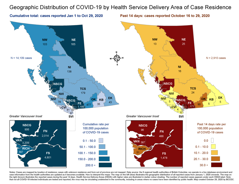 COVID-19 geographic distribution Oct. 16 - 29