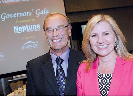 Neptune Termninals president Jim Belsheim and North Vancouver Chamber of Commerce president Louise Ranger.