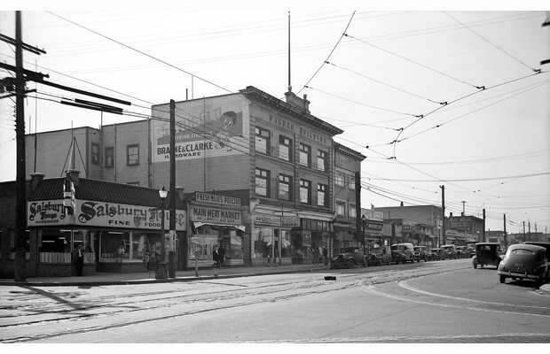 The Walden Building then: In the 4100-block of Main Street looking southeast. 1946.