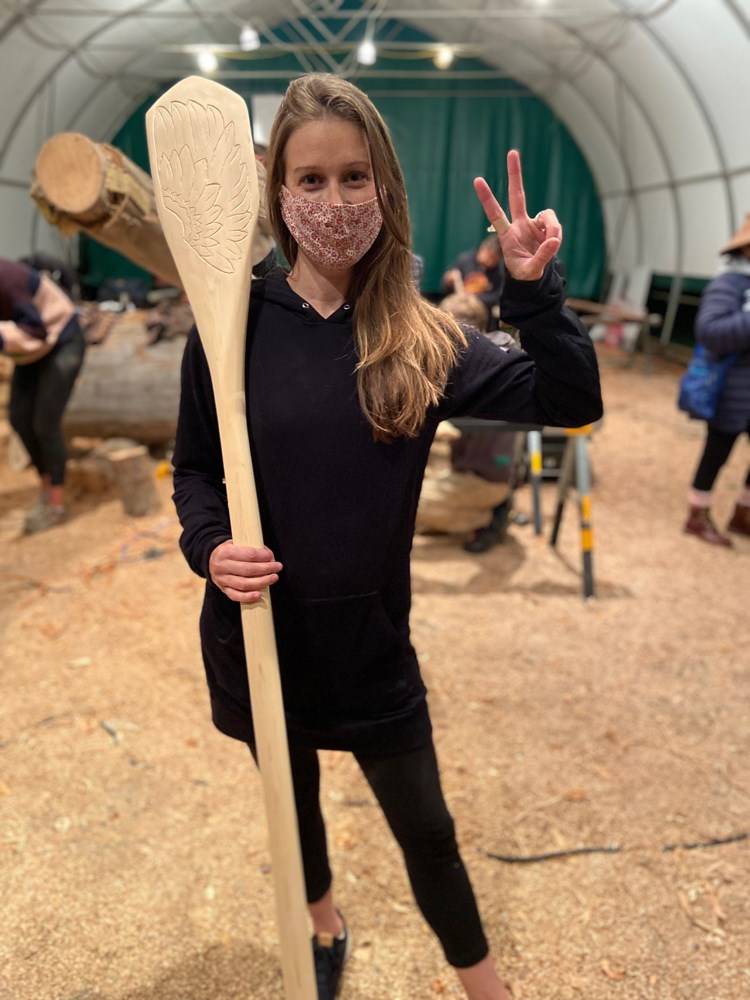 Annie McDonald with her paddle.