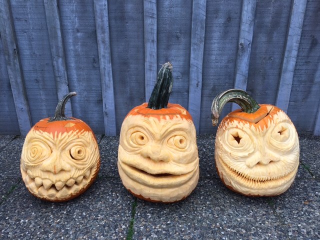 Pumpkins carved by local Steveston artist Alvin Jang. Photo submitted by Cecilia Jang