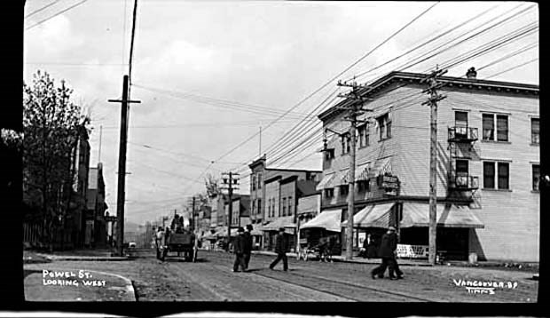 Powell Street then: Looking West on Powell Street from Dunlevy Avenue.