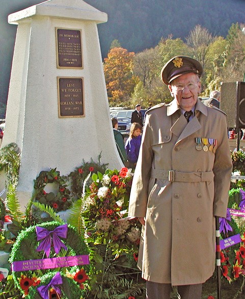 Edward Wachtman Sr. at the Bowen cenotaph.