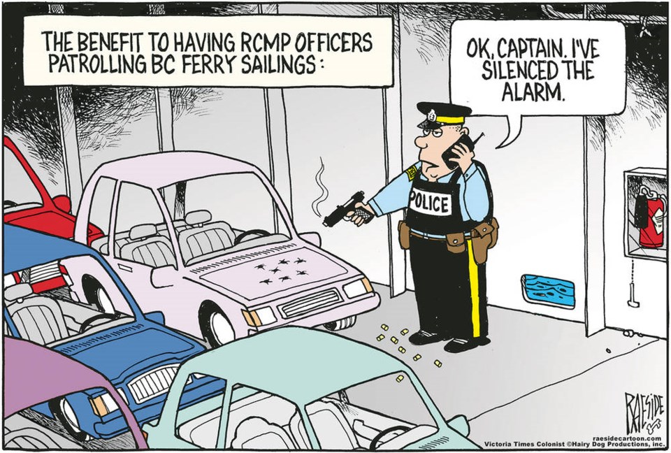 Adrian Raeside cartoon - RCMP on ferries, Nov. 12, 2020