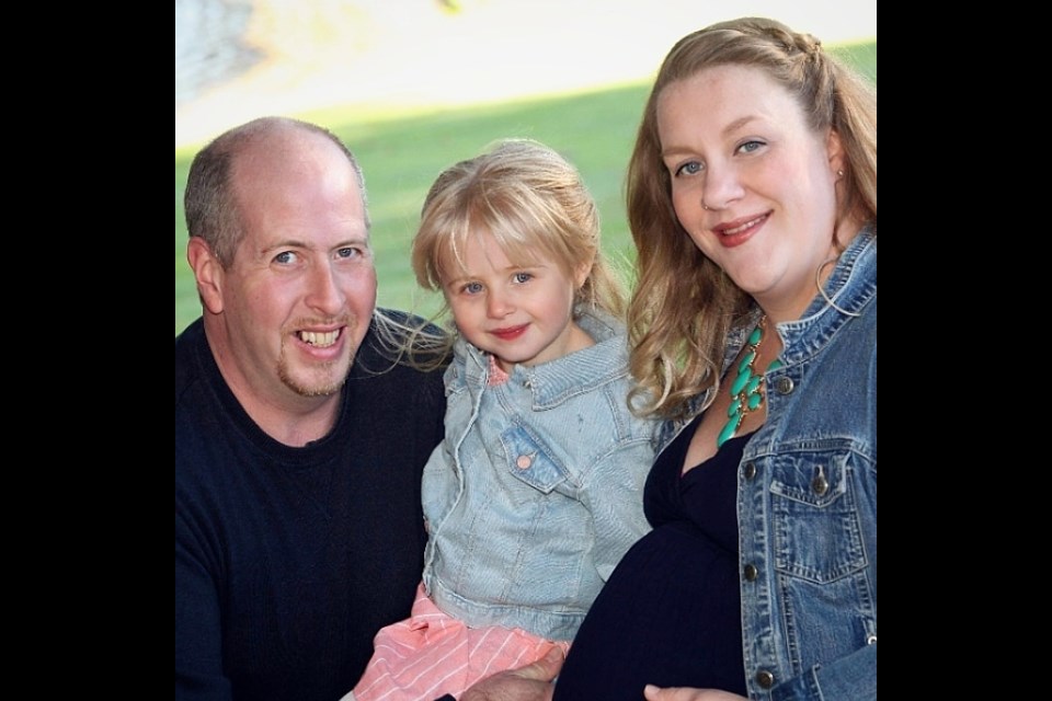 The McIntosh family before the recent arrival of a baby brother to three-year-old Gemma. Gillian remains in a medically induced coma, battling COVID-19.