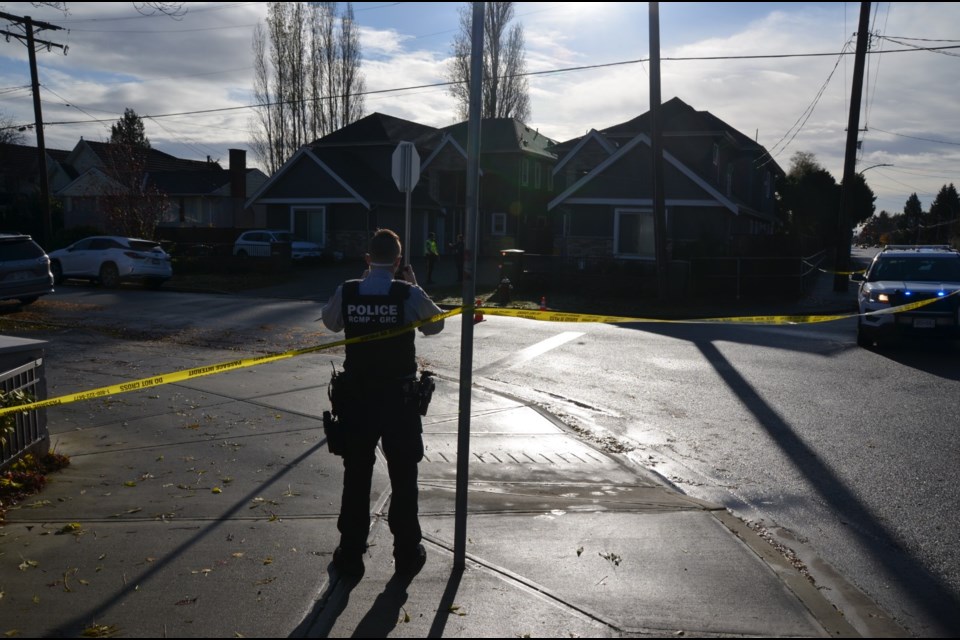 Richmond RCMP has taped off an area in Richmond after a pedestrian was struck on Thursday morning.