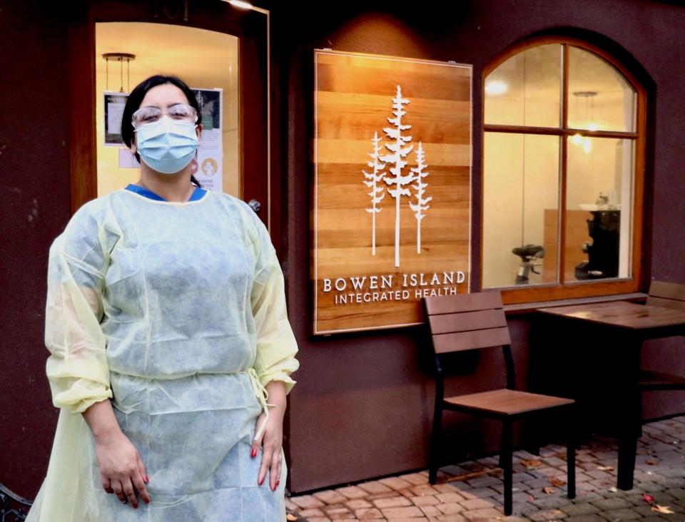 Woman in a medical gown in front of BIIH