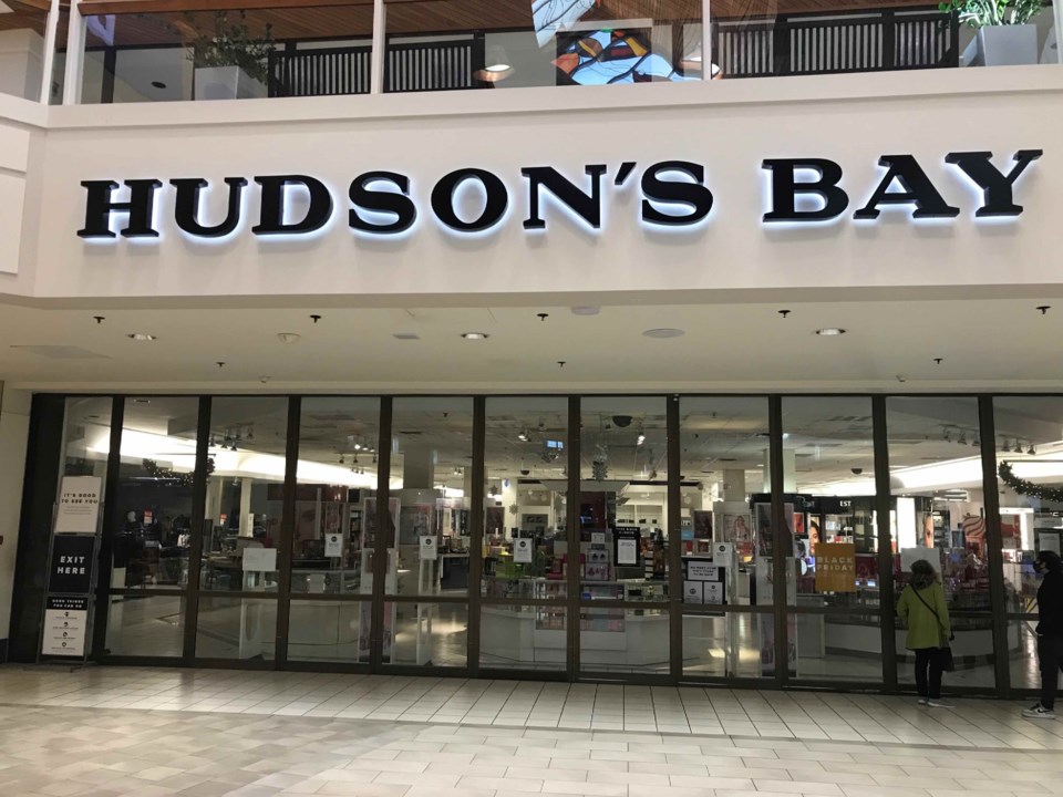 The Hudson's Bay Co. location at Coquitlam Centre was shut Saturday with a notice posted to its entr