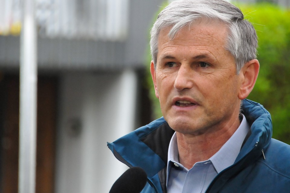 Andrew Wilkinson during a campaign stop in Port Moody, Oct. 16, 2020