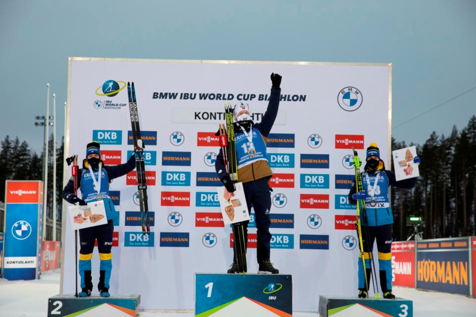 WC biathlon men's sprint podium