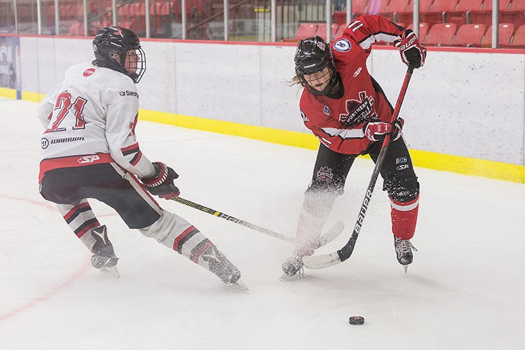 Citizen Photo by James Doyle/Local Journalism Initiative. The Northern Capitals took on the Cariboo Cougars U15AAA team on Sunday morning in Kin 1. Due to COVID restrictions, neither team is allowed to travel to their regularly scheduled games.
