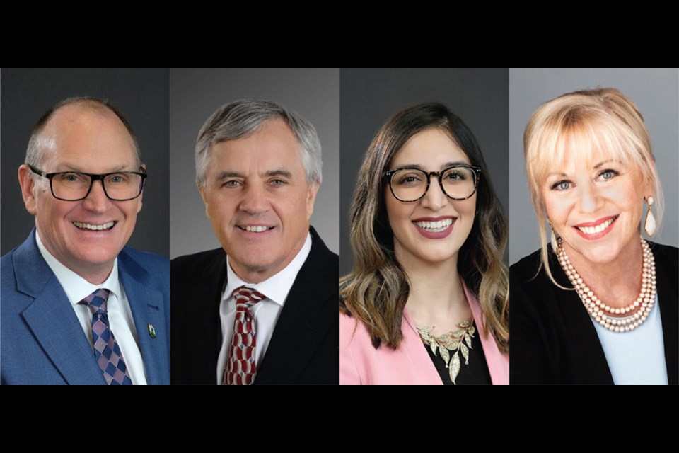 (From left to right): Jim Hanson, founder, Lawrence O’Neill, associate counsel, Naz Kohan, associate lawyer, Joanne Singleton, senior designated paralegal and office manager.