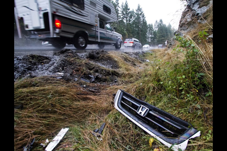 Three people died last October in a crash on a stretch of road between the Malahat summit and the Shawnigan Lake intersection dubbed "Nascar corner." The Shawnigan Lake intersection itself is part of the nearly completed highway safety upgrade. The Transportation Ministry has dispatched engineers to analyze the entire 2.3-kilometre section.