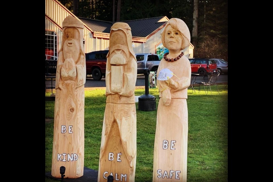 The Mayne Island Magi, created by Mayne Island carver Lance Shook, come bearing gifts of calm, kindness and safety — which is fitting, seeing as one of them is Dr. Bonnie Henry. LANCE SHOOK
