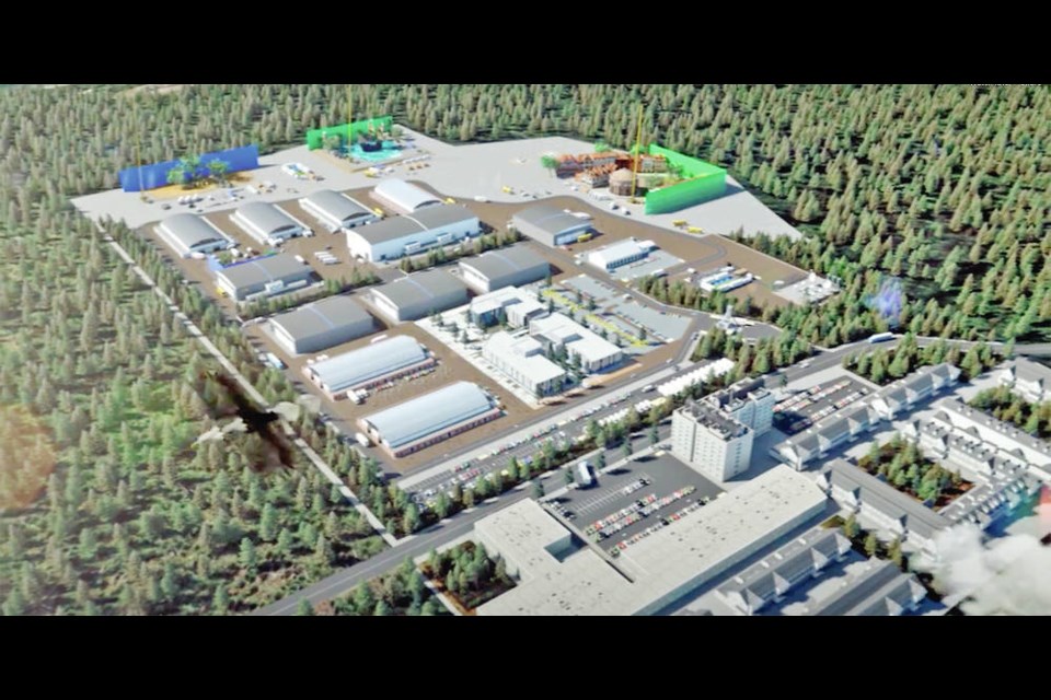 Artists rendering of Malahat Film Studios, on an 80-acre parcel of land that will include an industrial park, 120-room hotel, shopping village and a training academy. 
VIA MALAHAT FILM STUDIOS