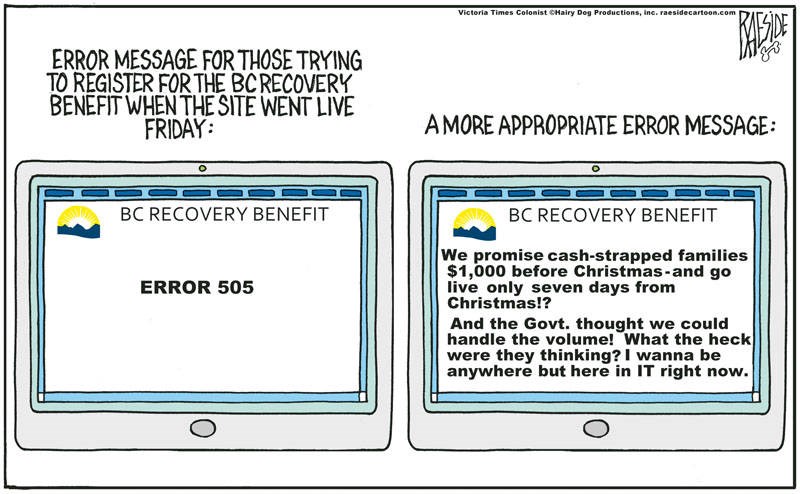 Adrian Raeside cartoon, Saturday, Dec. 19, 2020 - Recovery benefit