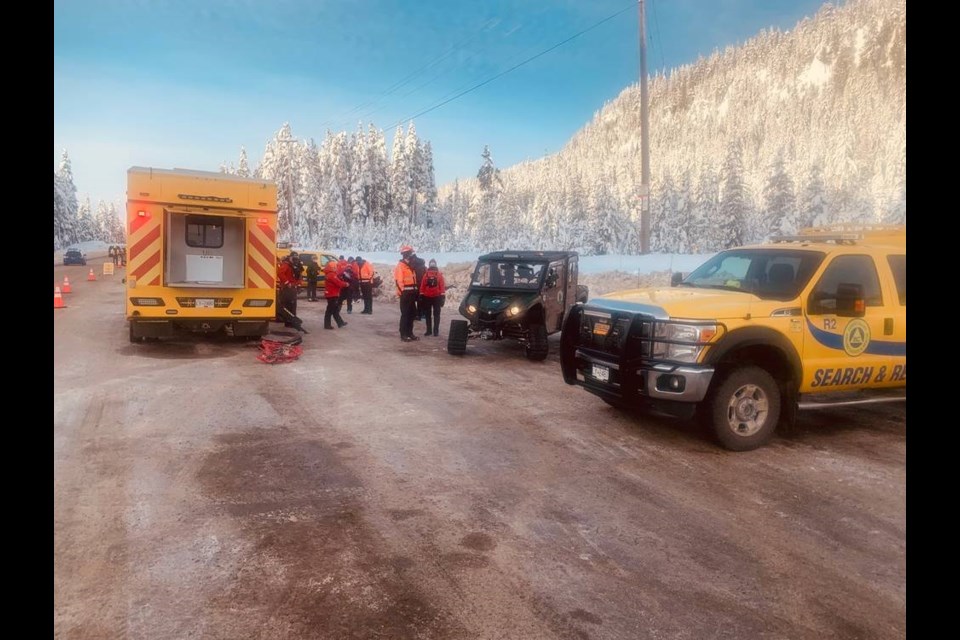 Search-and-rescue crews located a missing snowboarder in the backcountry near Mount Washington Alpine Resort on Thursday, Dec. 31, 2020. FRANK BRUNT, COMOX VALLEY GROUND SEARCH AND RESCUE