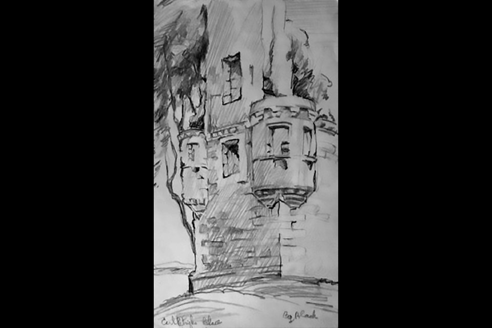 This sketch by Bruce Black is of Earl Patrick’s Palace in Kirkwall, Scotland.