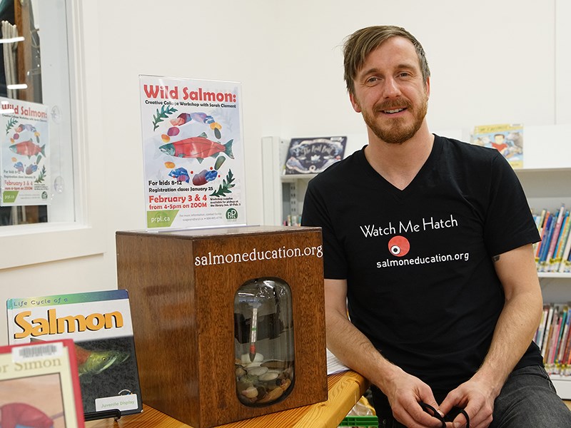 Powell River Salmon Society hatchery technician Tyler Bartfai