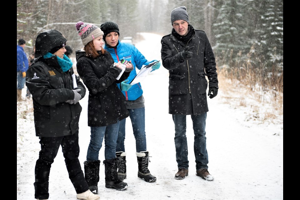 Norm Coyne of Barker Street Productions, right, seen here on another movie set pre-covid, is hoping for snow when filming begins in March for A Great North Christmas, which will be filmed in and around Prince George.