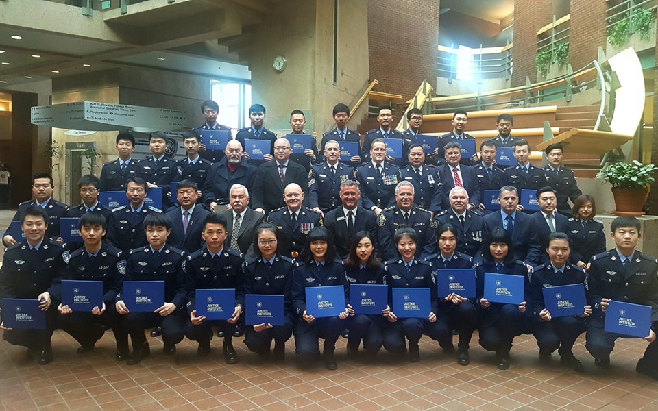 JIBC international students with VPD Chief Adam Palmer