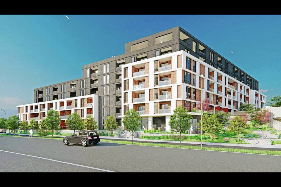 An artists rendering of a proposed Telus project at 400 Fitzwilliam St. in Nanaimo. The view is from from Wallace Street. VIA CITY OF NANAIMO