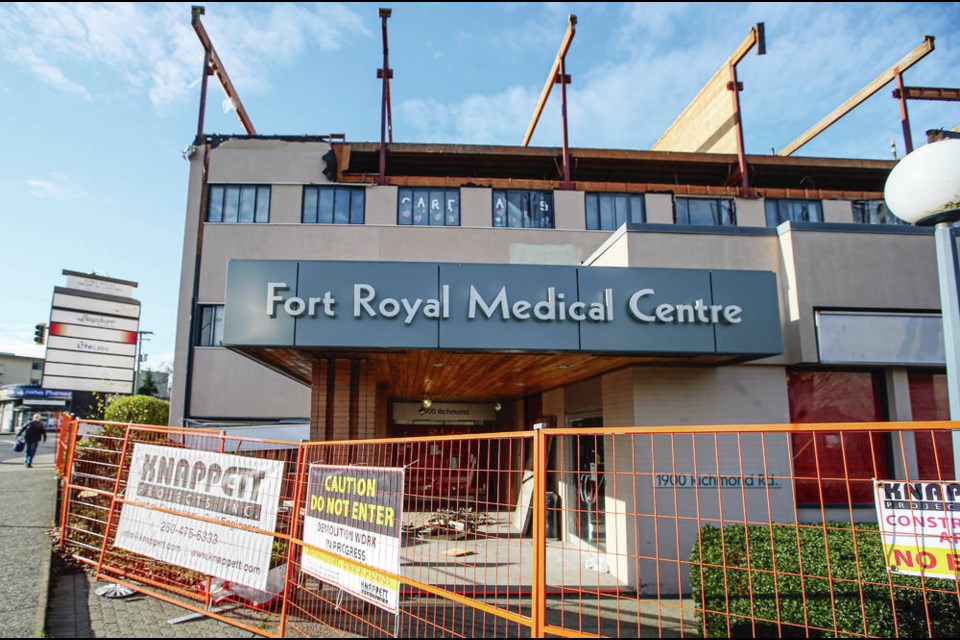 The Fort Royal Medical Building at the corner of Richmond Road and Fort Street is being demolished to make way for a five-storey seniors complex. ADRIAN LAM, TIMES COLONIST