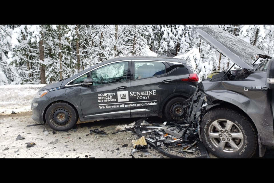 The car Buddy Boyd and Barb Hetherington were driving at the site of the Coquihalla Highway crash.