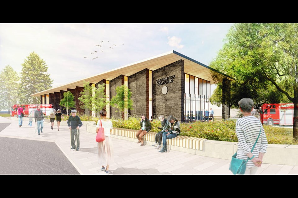 An artist’s rendering of the planned Fire Station No. 2 in Saanich. The building will be built of mass timber. VIA DISTRICT OF SAANICH