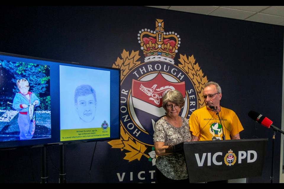 Crystal and Bruce Dunahee answer questions about their son Michael, who vanished from a Victoria playground 30 years ago. DARREN STONE, TIMES COLONIST