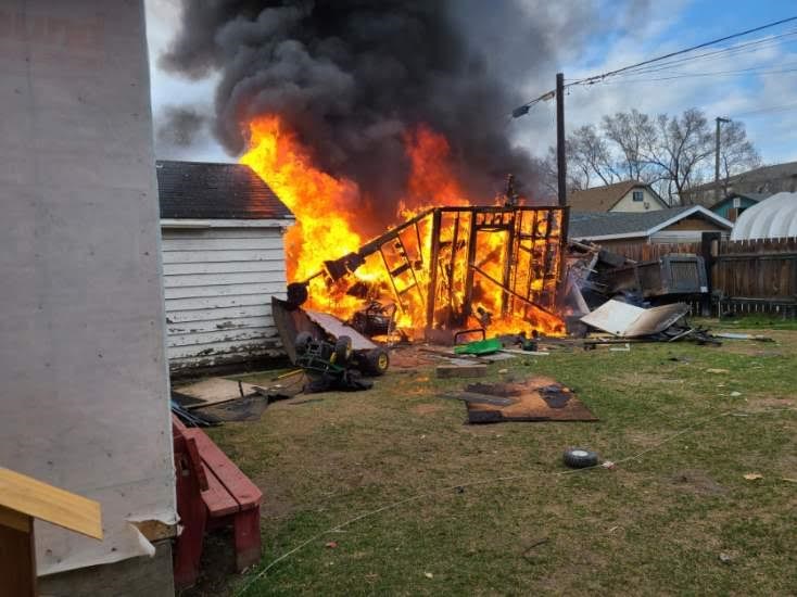 This shed in the backyard of 370 Linden Avenue was destroyed when fuel tanks exploded in a fire Thursday night (April 8).