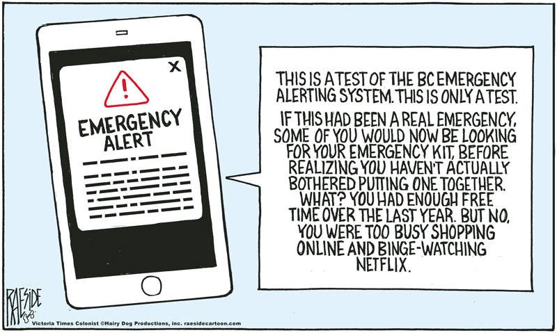 Adrian Raeside cartoon: Emergency alert, May 6
