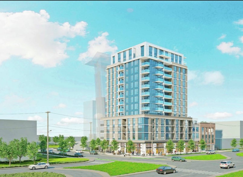 Artist’s rendering of the proposed Townline Homes 16-storey building near downtown Victoria. | Tow