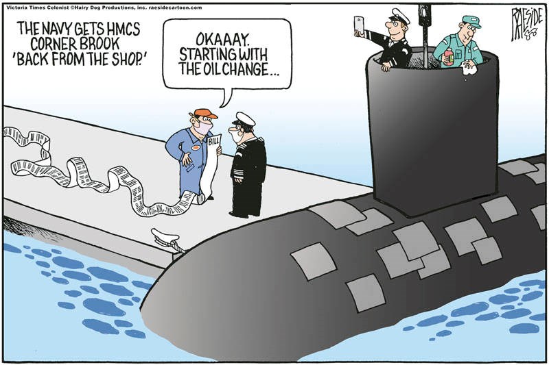 Adrian Raeside cartoon: Submarine back in water after a decade. June 17, 2021