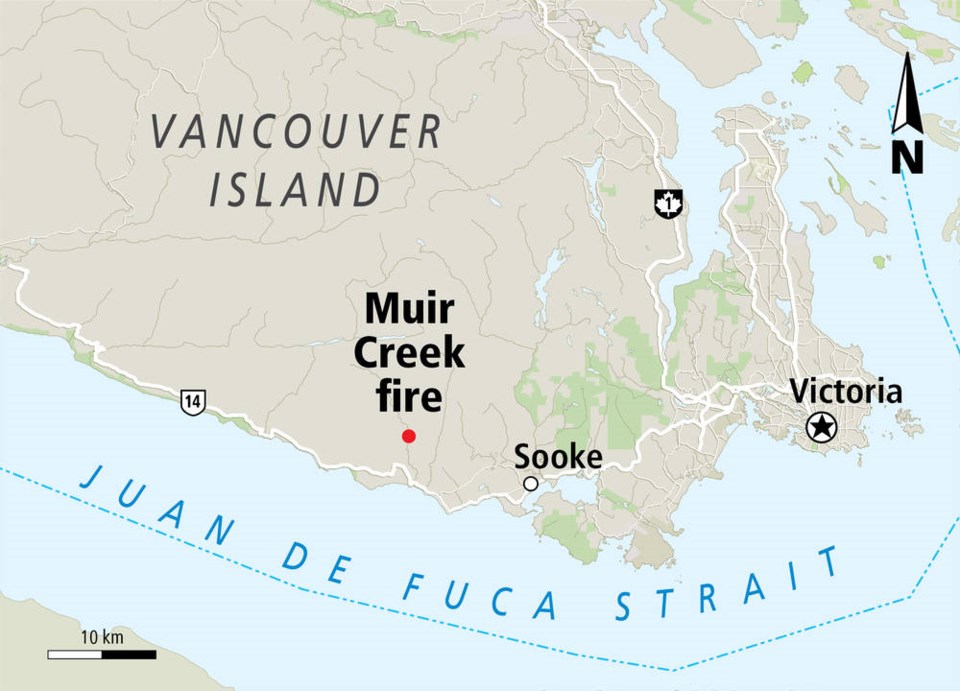 Muir Creek fire on Vancouver Island, July 21, 2021
