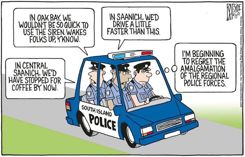 Adrian Raeside cartoon: An amalgamated police force. Aug. 5, 2021