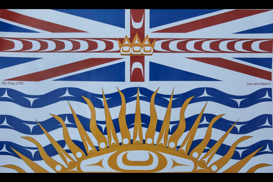 Lou-Ann Neel’s re-imagined B.C. flag features coastal First Nations elements.